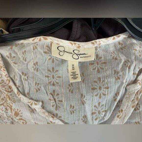 Jessica Simpson Maternity Metallic Patterned Kimono Sleeve Top size medium - Picture 3 of 4